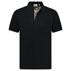 Áo Polo Nam Burberry Hartford Check Placket 8084396 Black Màu Đen