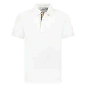 Áo Polo Nam Burberry Hartford Check Placket Polo White Màu Trắng