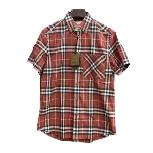 Áo Sơ Mi Nam Burberry Short-Sleeve Soft Fawn Ip Check Shirt Kẻ Đỏ